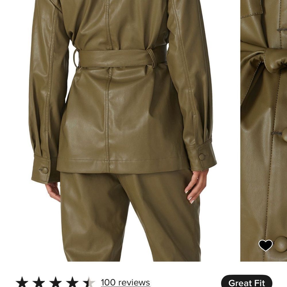 Love, Whit Olive Faux Leather Belted Jacket - XS - Picture 3 of 6